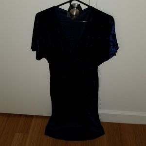 Navy Velvet v neck dress